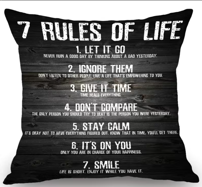 Coussin "7 rules of life"