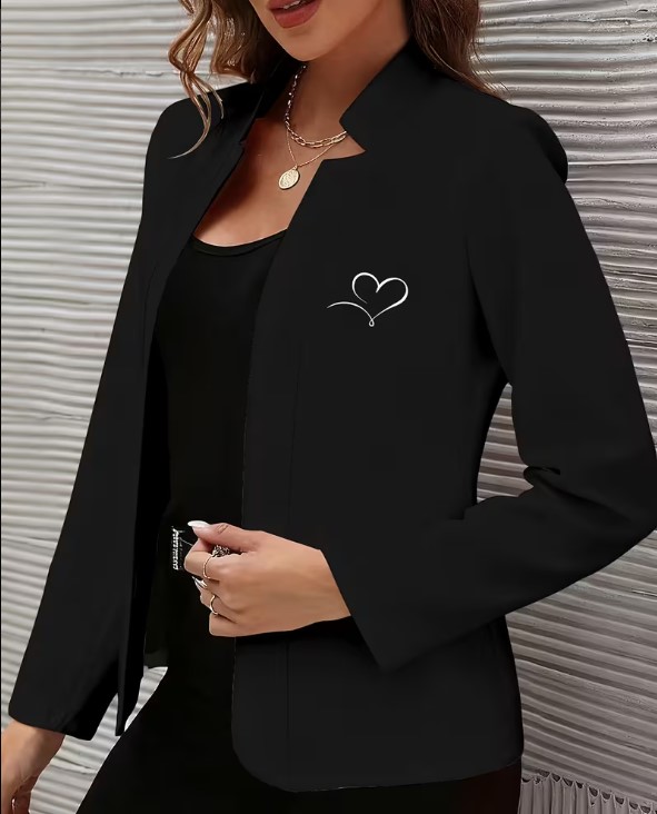 Veste à imprimé cœur en art linéaire cardigan décontracté