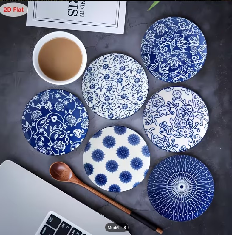 FEUILLES FLEURS MANDALA BLEU