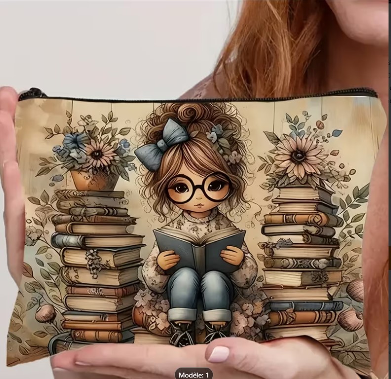 Trousse de maquillage "amoureux des livres"